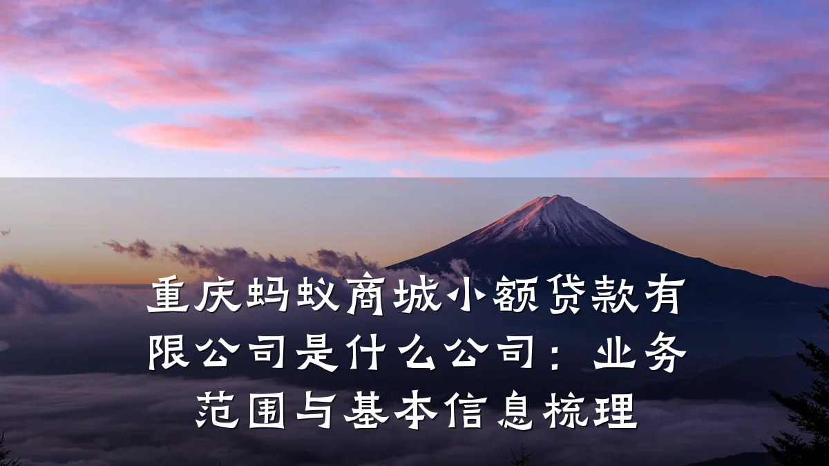 重庆蚂蚁商城小额贷款有限公司是什么公司：业务范围与基本信息梳理