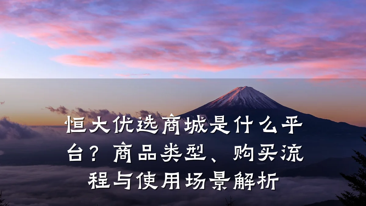 恒大优选商城是什么平台?商品类型、购买流程与使用场景解析