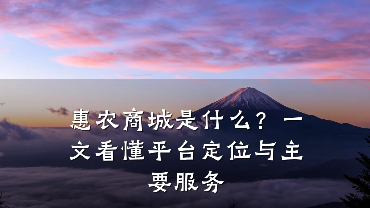 惠农商城是什么？一文看懂平台定位与主要服务