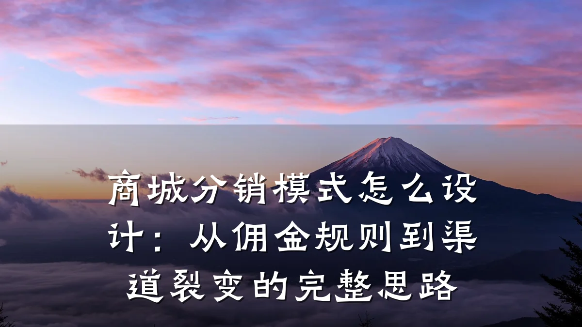 商城分销模式怎么设计：从佣金规则到渠道裂变的完整思路
