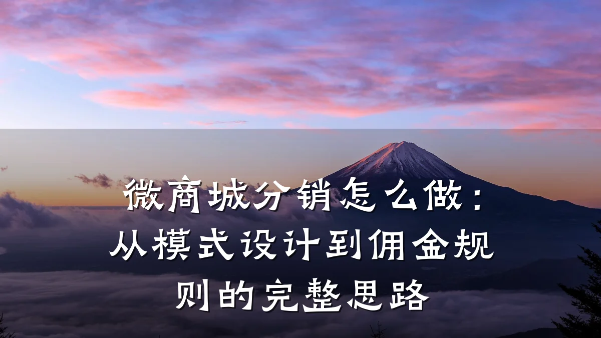 微商城分销怎么做：从模式设计到佣金规则的完整思路