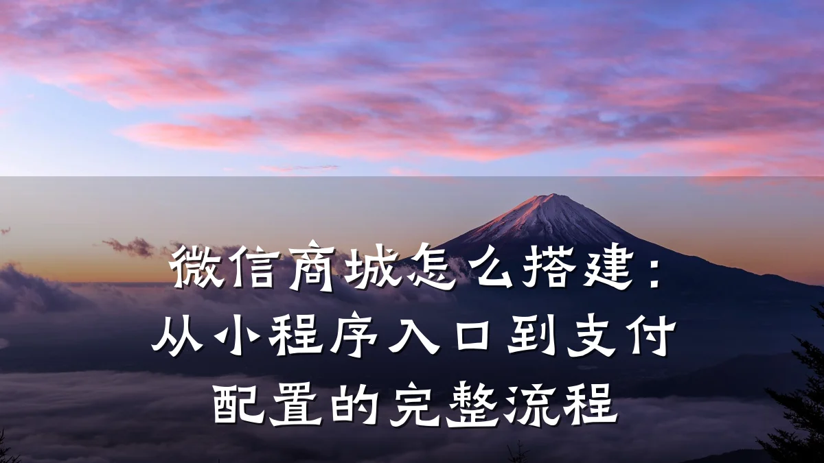微信商城怎么搭建:从小程序入口到支付配置的完整流程