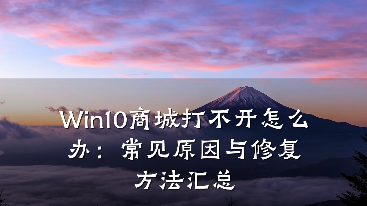 Win10商城打不开怎么办：常见原因与修复方法汇总