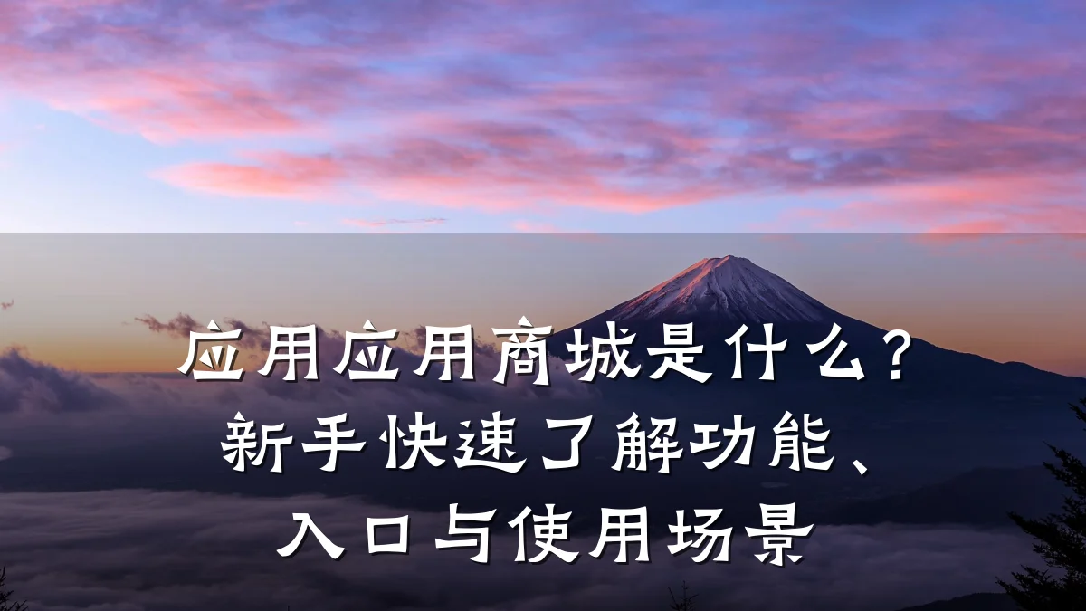 应用应用商城是什么？新手快速了解功能、入口与使用场景
