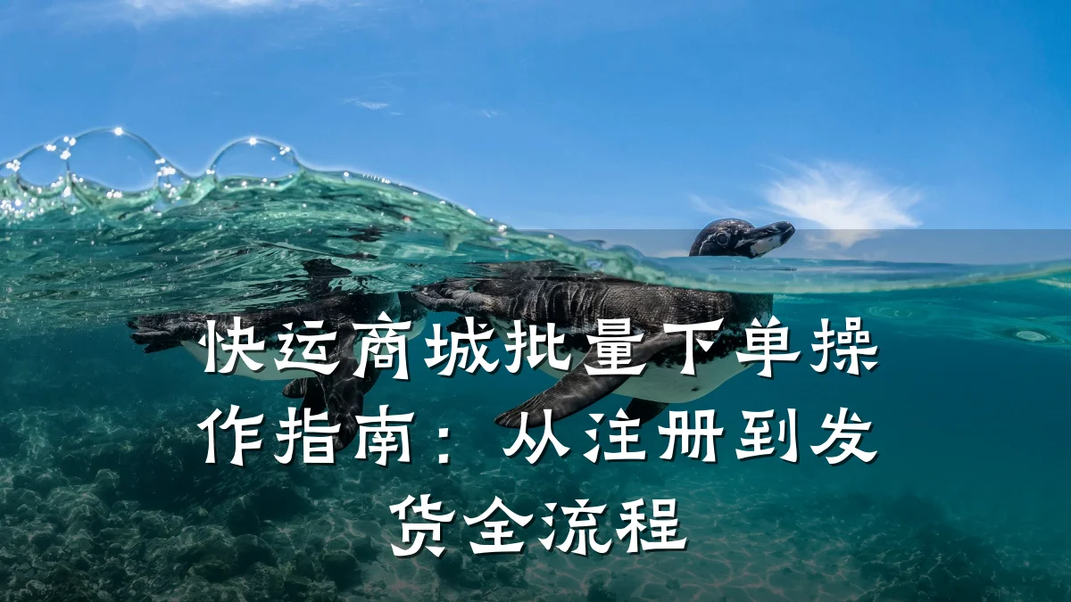 快运商城批量下单操作指南：从注册到发货全流程