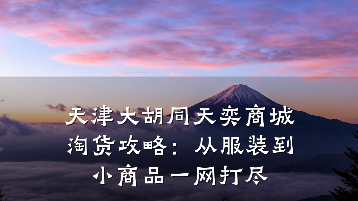 天津大胡同天奕商城淘货攻略：从服装到小商品一网打尽