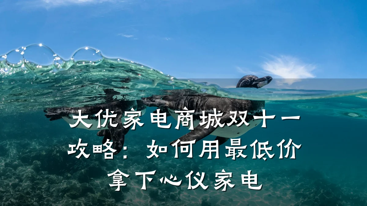 大优家电商城双十一攻略：如何用最低价拿下心仪家电