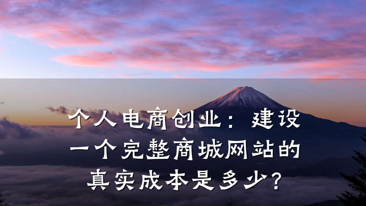 个人电商创业:建设一个完整商城网站的真实成本是多少?