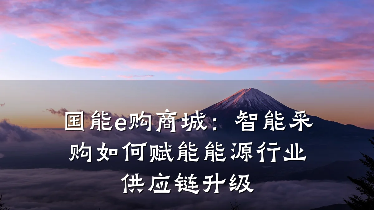 国能e购商城:智能采购如何赋能能源行业供应链升级