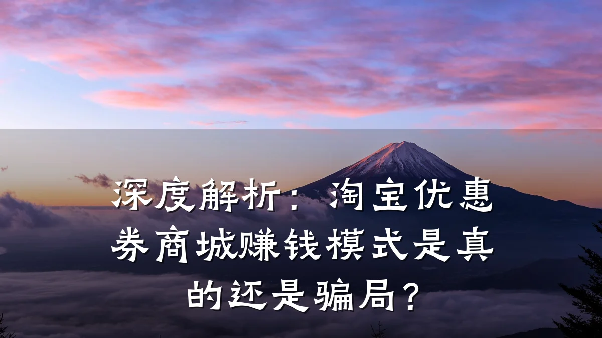 深度解析：淘宝优惠券商城赚钱模式是真的还是骗局？