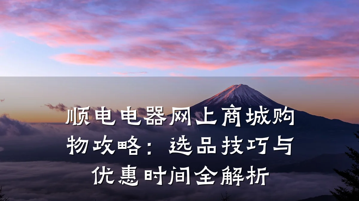 顺电电器网上商城购物攻略:选品技巧与优惠时间全解析