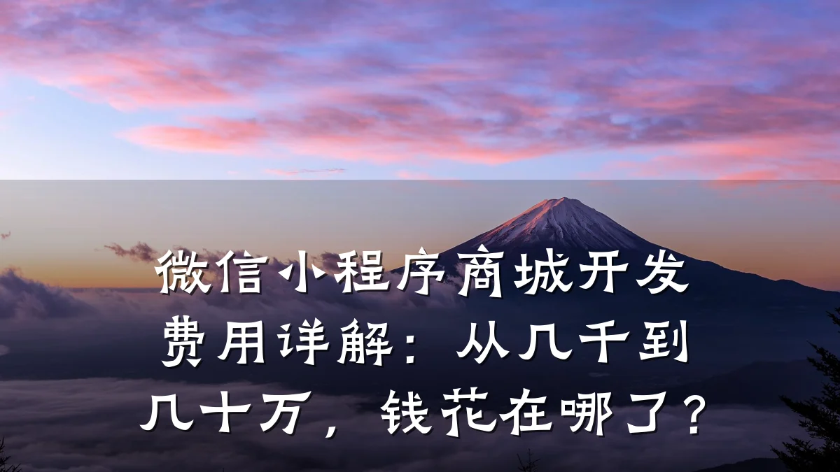 微信小程序商城开发费用详解：从几千到几十万，钱花在哪了？