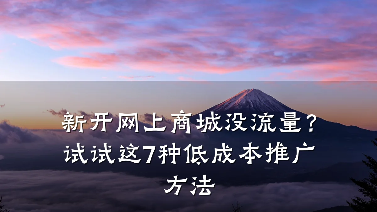 新开网上商城没流量？试试这7种低成本推广方法