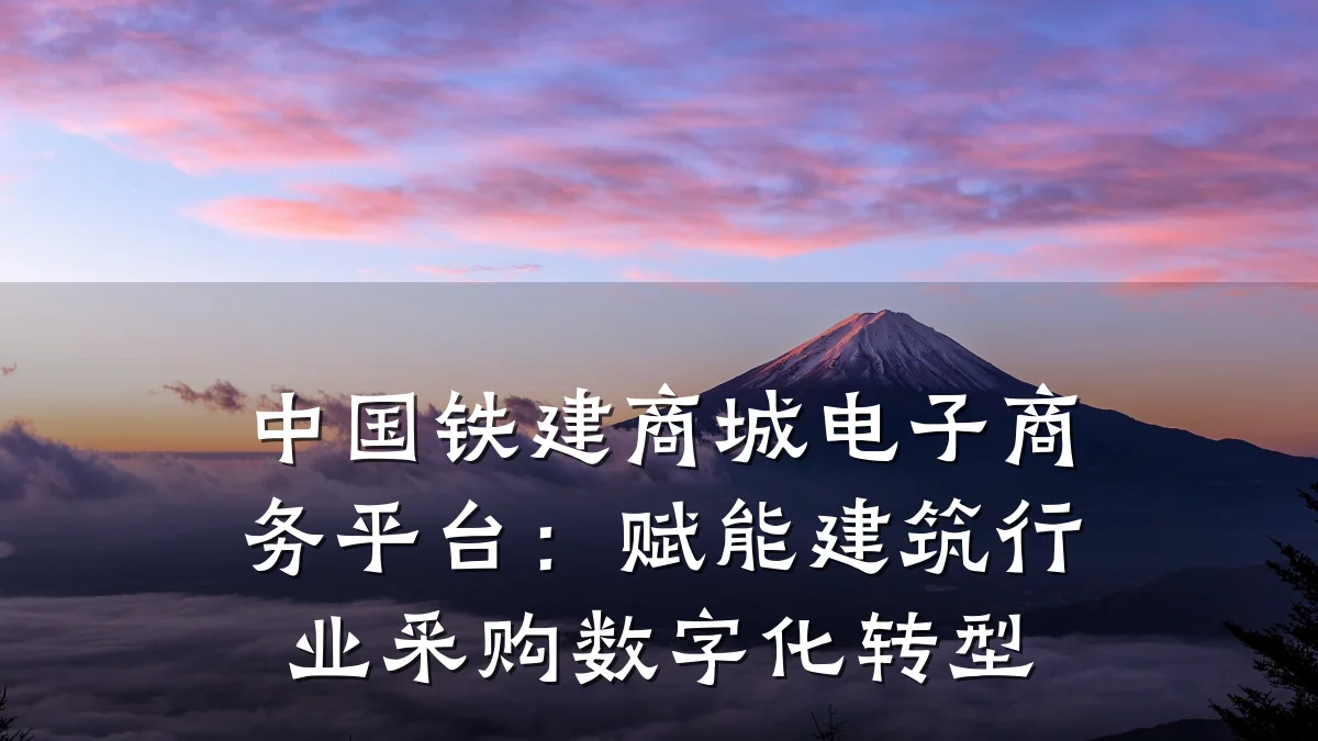中国铁建商城电子商务平台:赋能建筑行业采购数字化转型