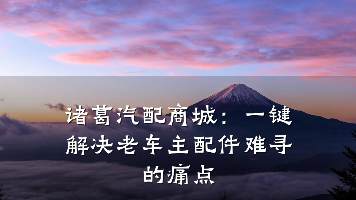 诸葛汽配商城：一键解决老车主配件难寻的痛点